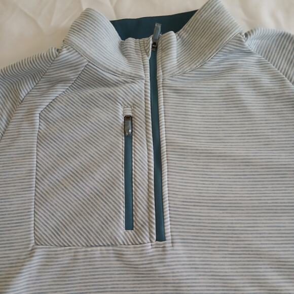 Callaway Sweater Men L Gray Striped Golf 1/4 Zip Pullover Performance Fleece - Picture 4 of 14